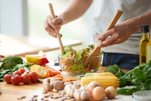 Bereiding van groentesalade voor prostatitis